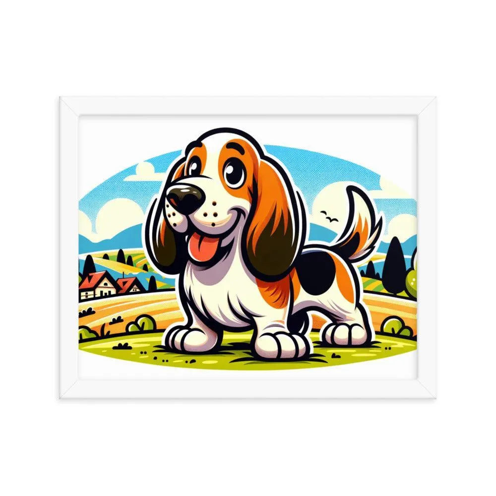 Playful Basset Fauve de Bretagne Cartoon Art Framed Poster - Oh Posters