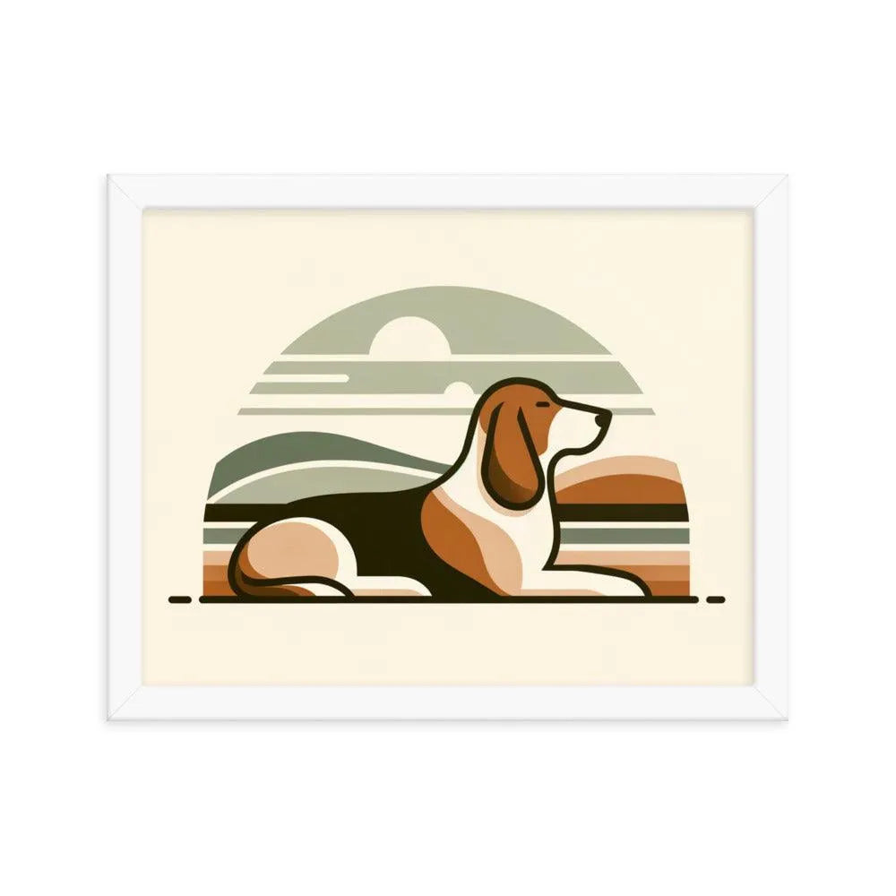 Elegant Basset Hound Minimalist Art Framed Poster - Oh Posters