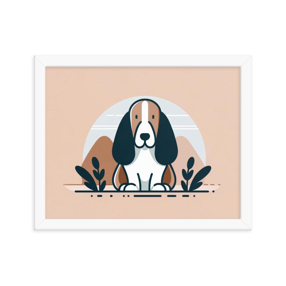 Charming Basset Hound Minimalist Art Framed Poster - Oh Posters