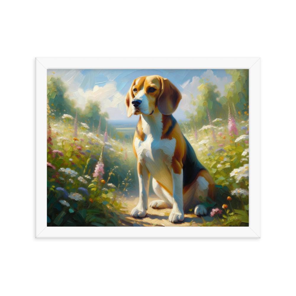 Graceful Beagle Oil Painting Framed Poster - Oh Posters