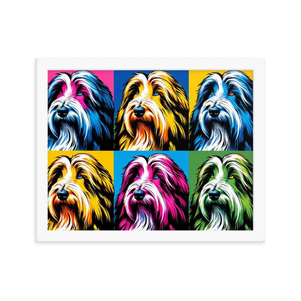 Colorful Collage Pop Art Bearded Collie Illustration Framed Poster - Oh Posters