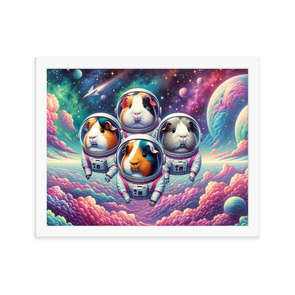 Guinea Pig Astronauts Cosmic Exploration Vibrant Framed Poster - Oh Posters