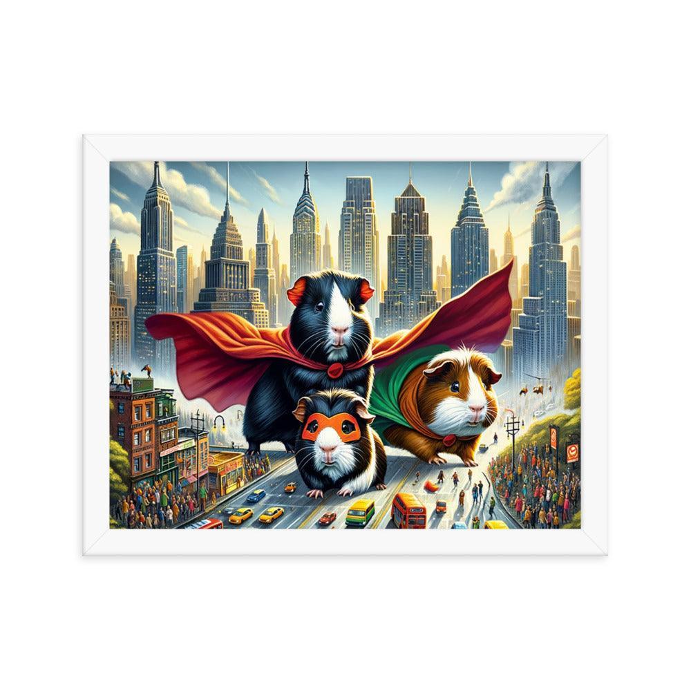 Guinea Pig Heroes Dynamic Cityscape Adventure Framed Poster - Oh Posters