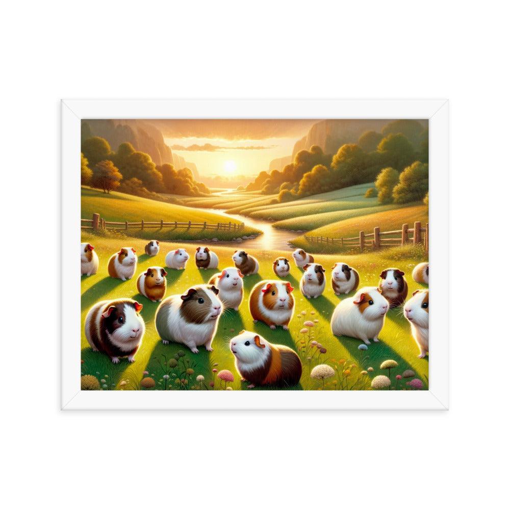 Guinea Pig Gathering Sunset Valley Digital Art Framed Poster - Oh Posters