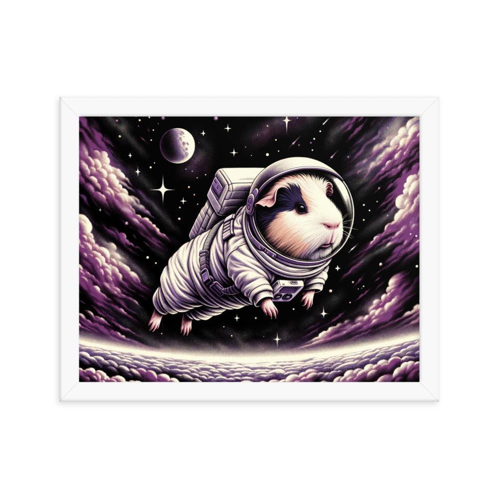 Guinea Pig Astronaut's Cosmic Odyssey Illustration Framed Poster - Oh Posters