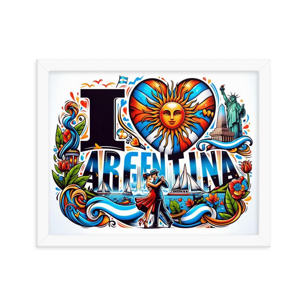 I Love Argentina Tango Dance and Landmarks Framed Poster - Oh Posters