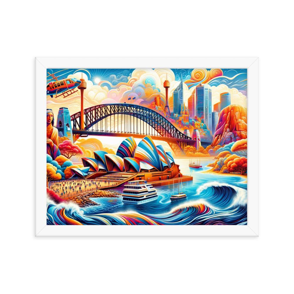 Sydney Harbour Surreal Scenery Vibrant Art Framed Poster - Oh Posters