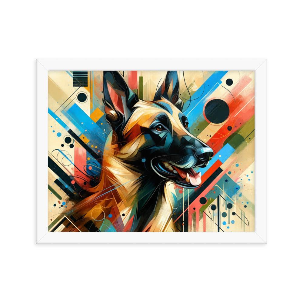 Geometric Belgian Malinois Abstract Art Framed Poster - Oh Posters