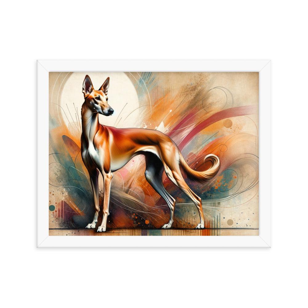 Graceful Azawakh Dog Art: Tall, Slender Build in Noble Pose, Warm Textured Background Framed Poster - Oh Posters