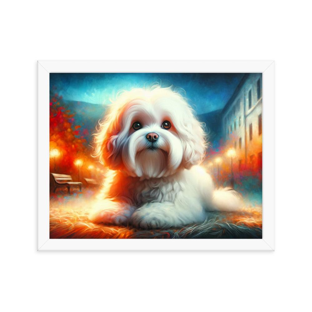 Enchanted Evening Bolognese Dog Dreamy Art Framed Poster - Oh Posters