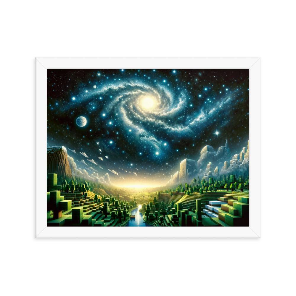 Galactic Spiral Minecraft Universe Digital Art Framed Poster - Oh Posters