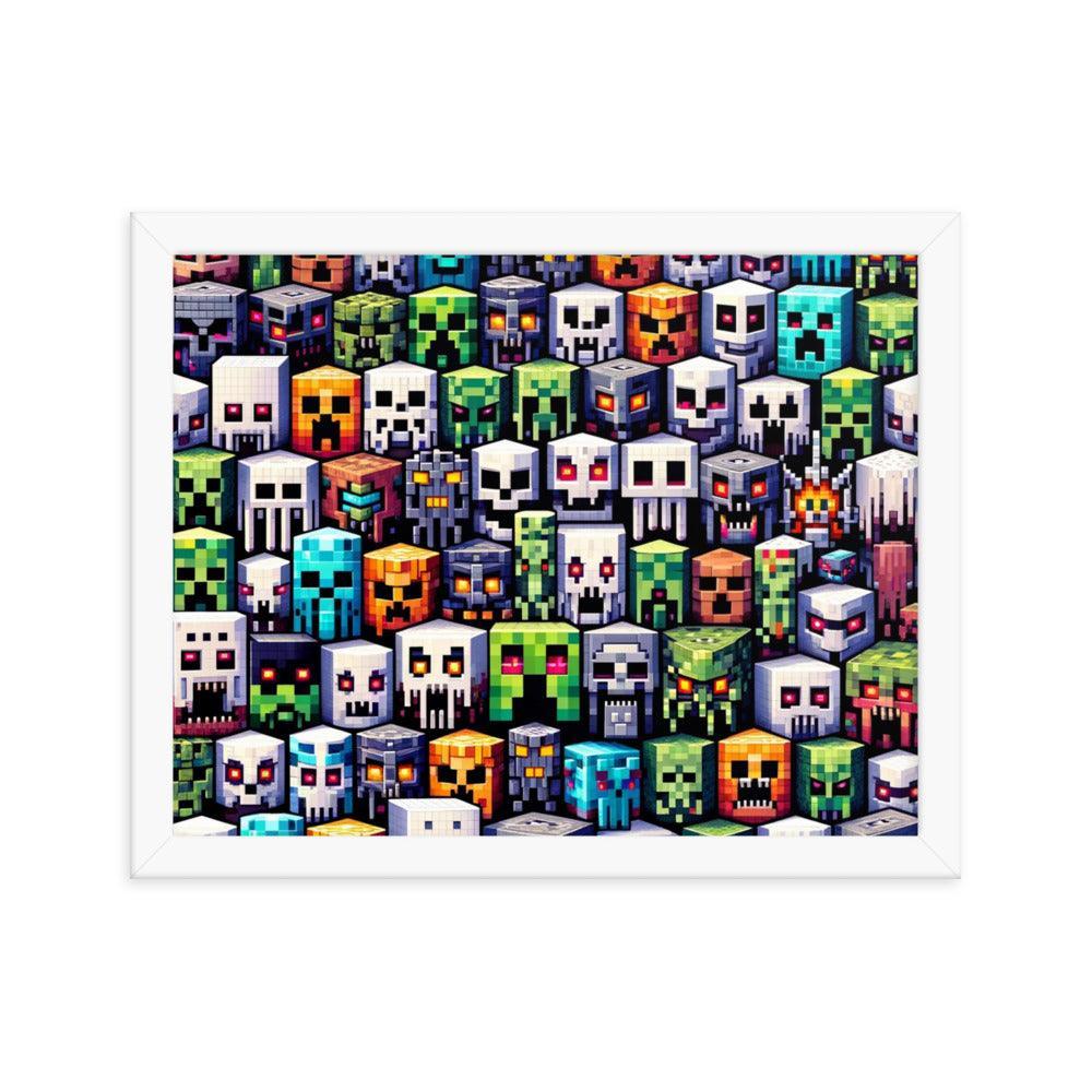Minecraft Inspired Pixel Characters Array Collectible Framed Poster - Oh Posters