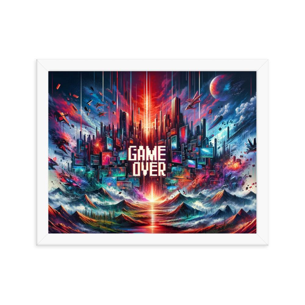 Gaming Apocalyptic Sci-Fi Cityscape Game Over Framed Poster - Oh Posters