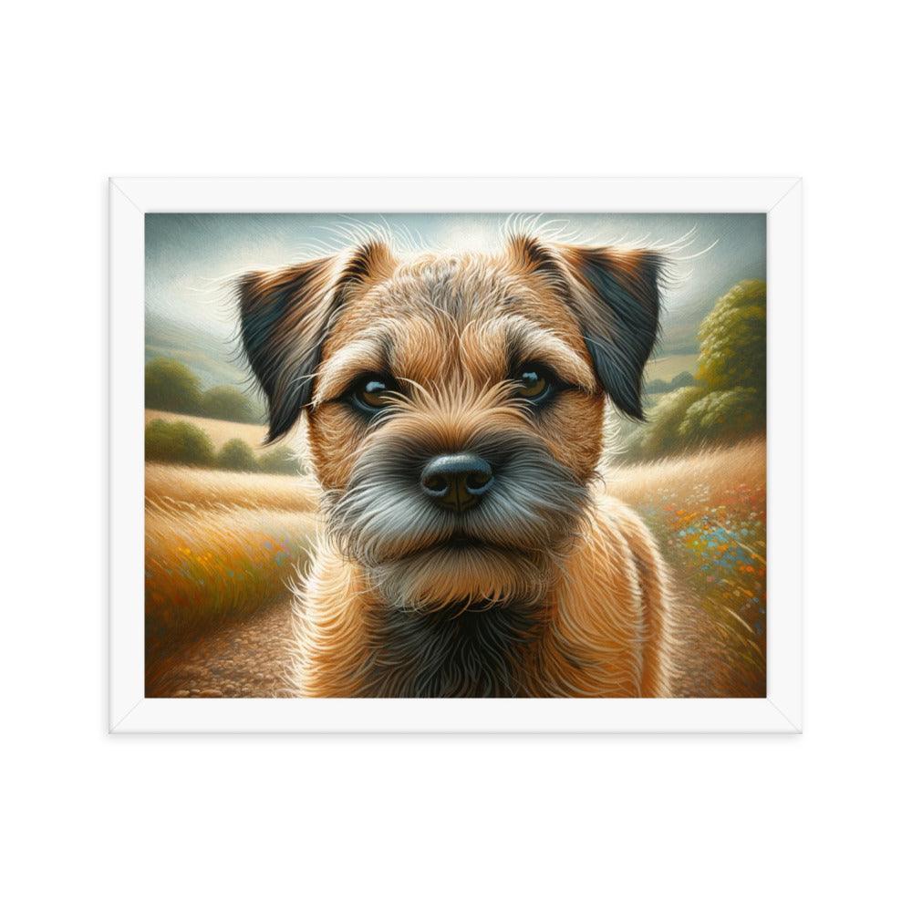 Border Terrier Golden Fields Gentle Gaze Art Framed Poster - Oh Posters