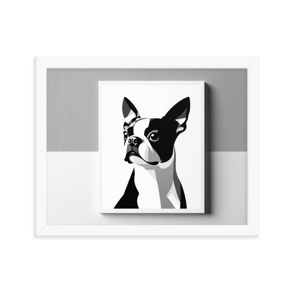 Boston Terrier Abstract Minimalist Art Framed Poster - Oh Posters