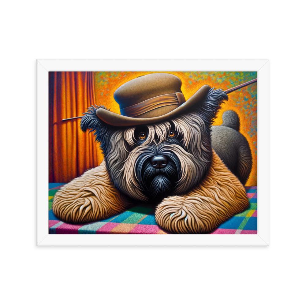 Bouvier Des Flandres Cowboy Hat Quirky Portrait Framed Poster - Oh Posters