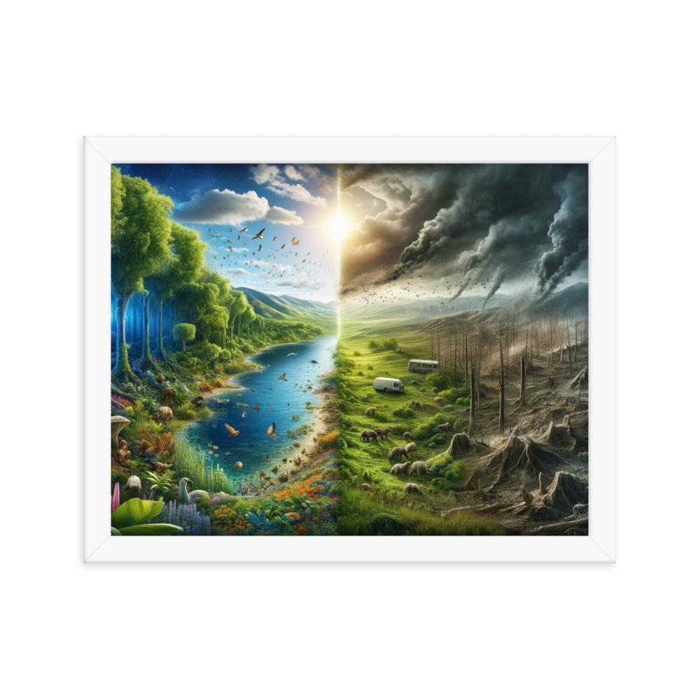 Climate Contrast Environmental Awareness Framed Poster - Oh Posters