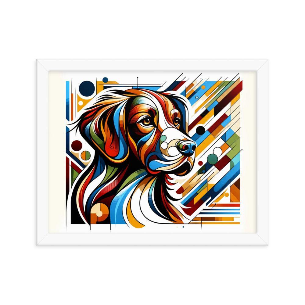 Brittany Dog Art in Abstract Modern Form with Bold Colors Framed Poster - Oh Posters