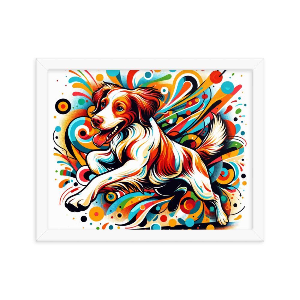 Brittany Spaniel Dynamic Swirls Abstract Art Framed Poster - Oh Posters