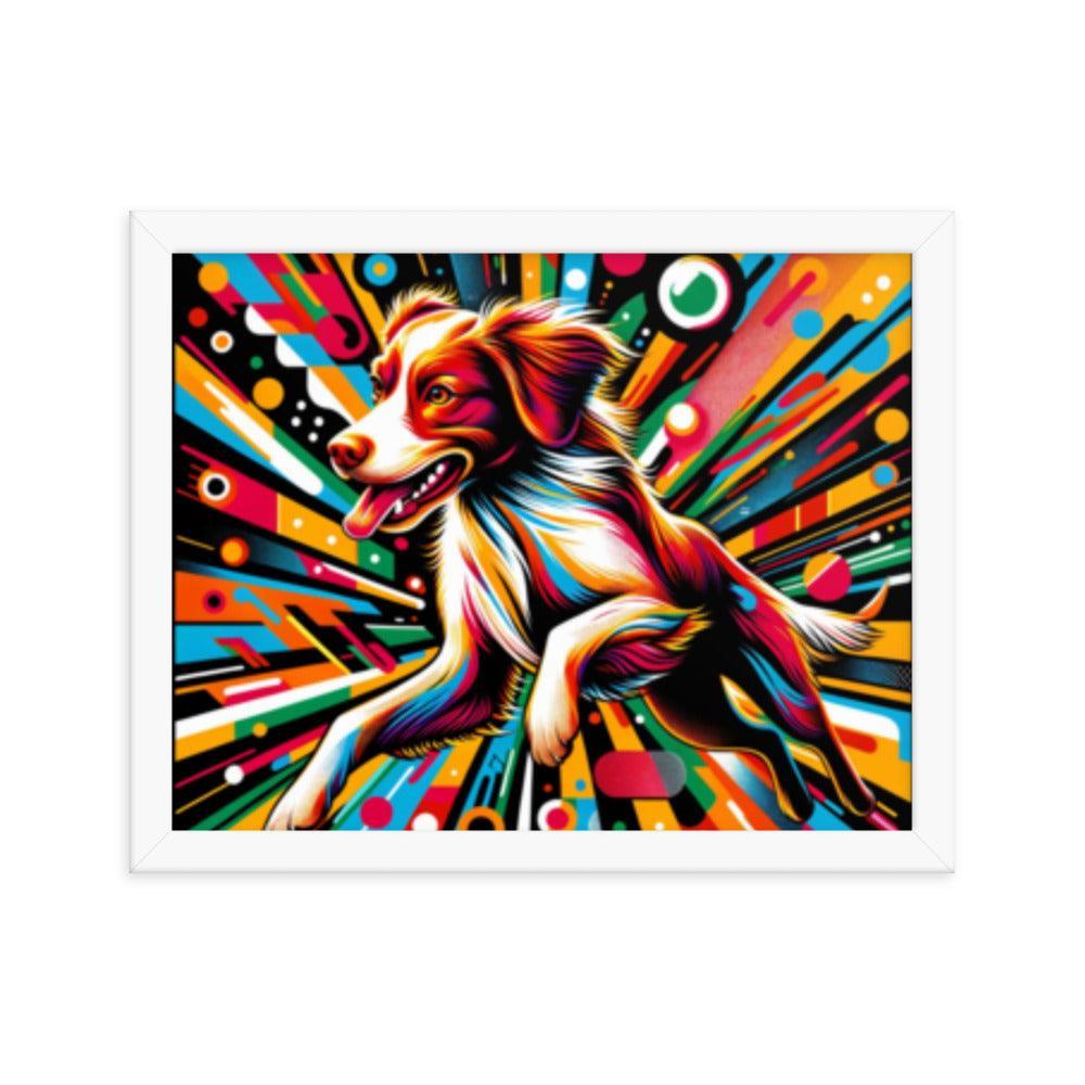 Brittany Spaniel Kaleidoscope Colors Modern Art Framed Poster - Oh Posters