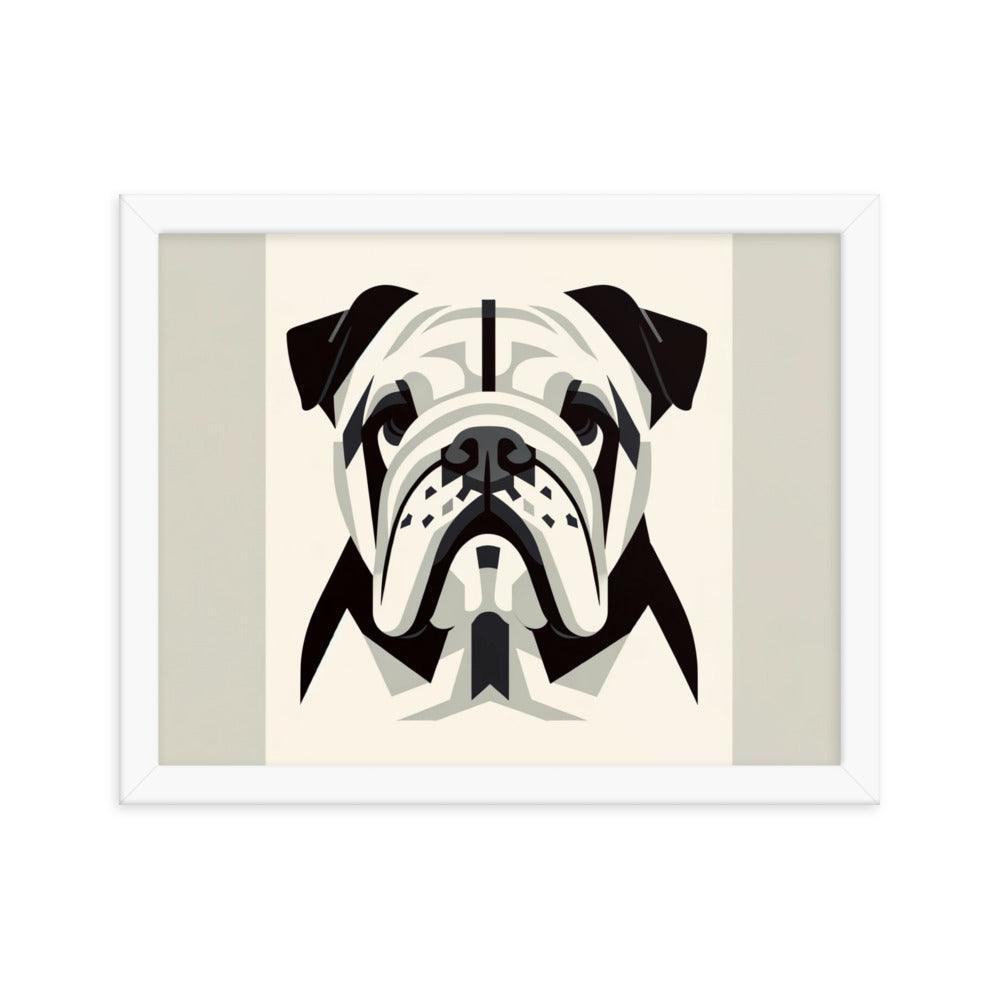 English Bulldog Minimalist Design with Geometric Shapes Framed Poster - Oh Posters