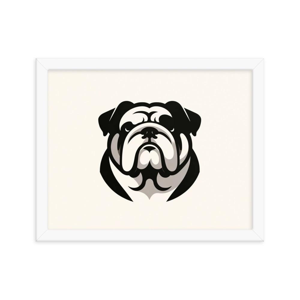 English Bulldog Minimalist Art with Clean Lines and Monochrome Palette Framed Poster - Oh Posters