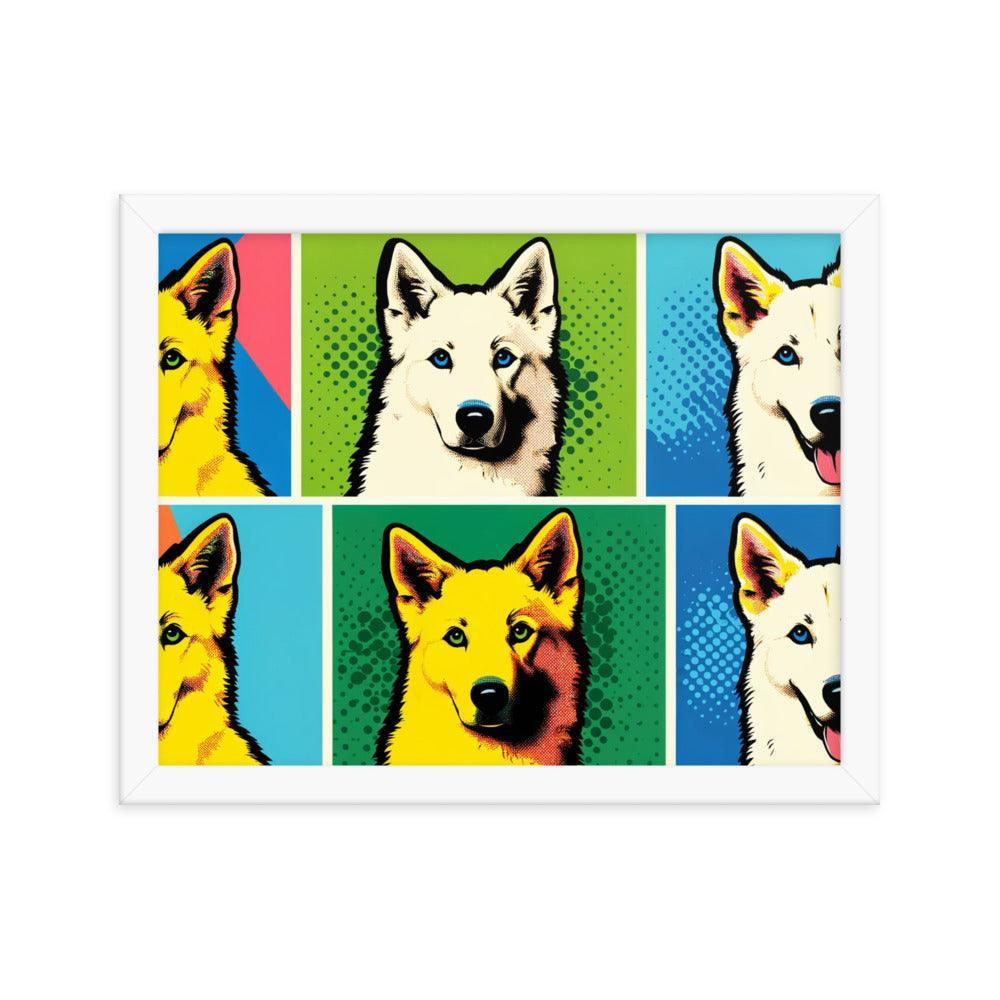 Canaan Dog Pop Art Series with Colorful Panels Framed Poster - Oh Posters