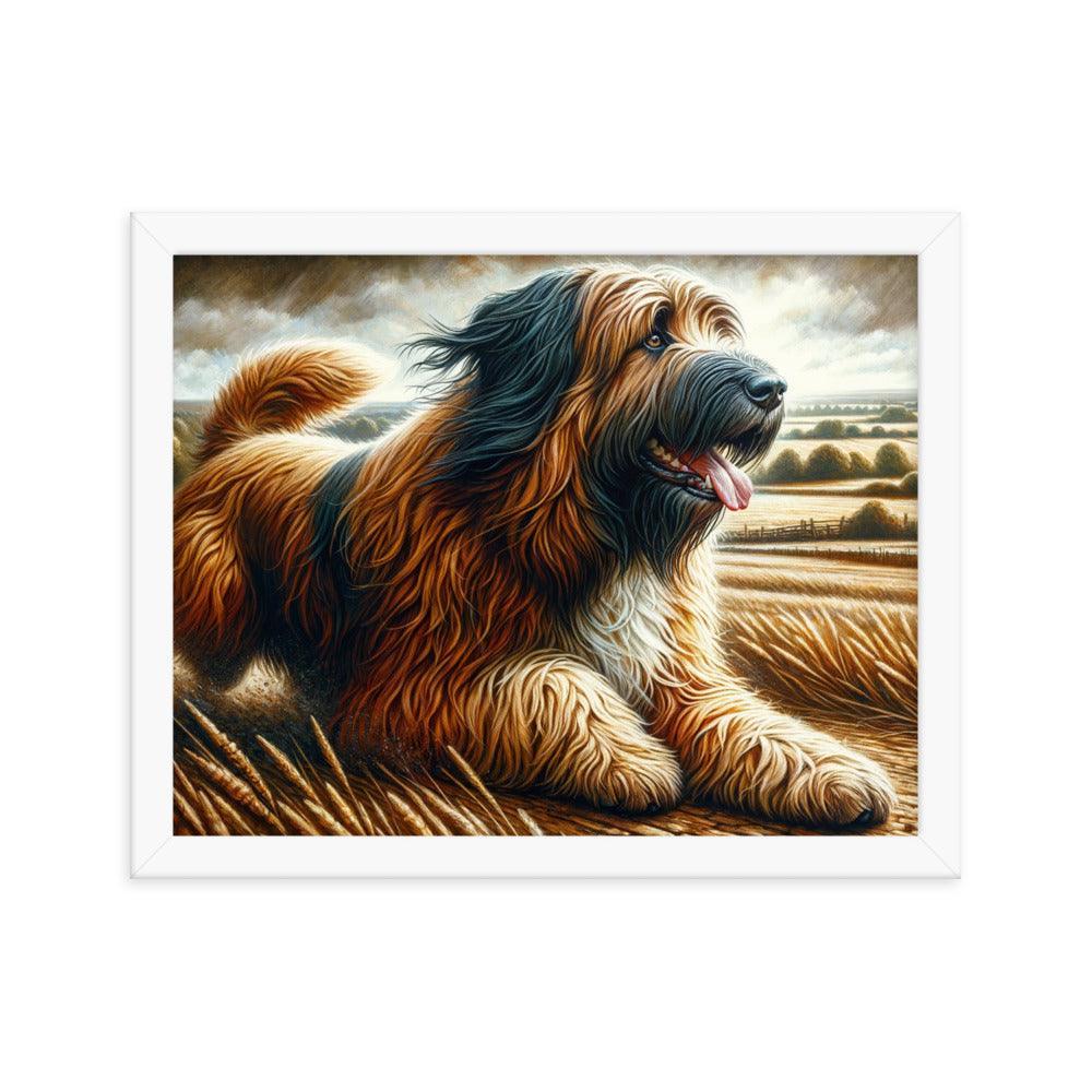 Catalan Sheepdog in Countryside Landscape Framed Poster - Oh Posters