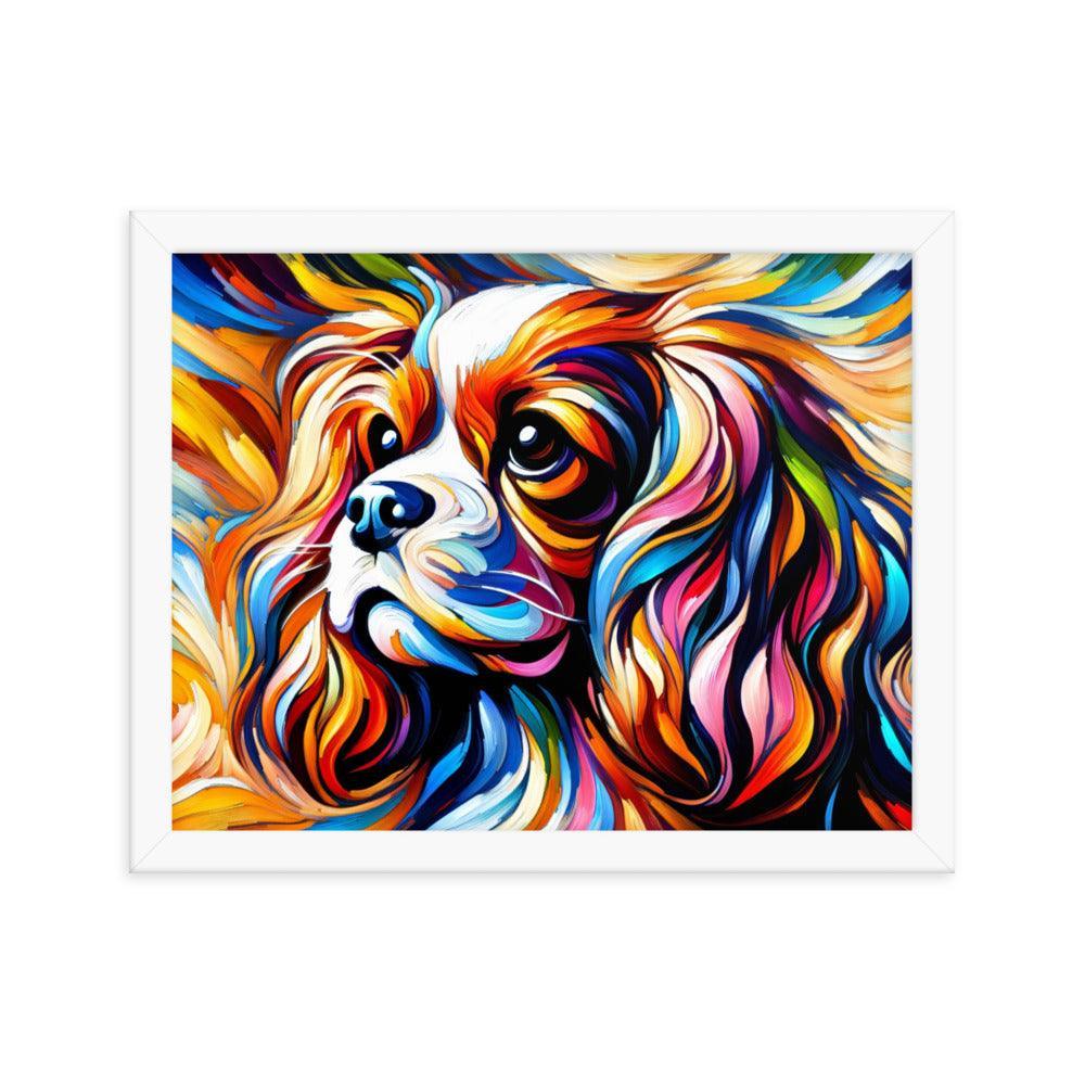 Cavalier King Charles Spaniel in Fauvism Bold Hues and Expressive Brushstrokes Framed Poster - Oh Posters