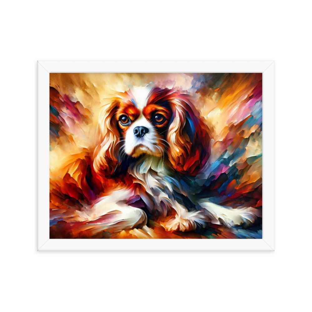 Cavalier King Charles Spaniel Vivid Brush Painting Framed Poster - Oh Posters