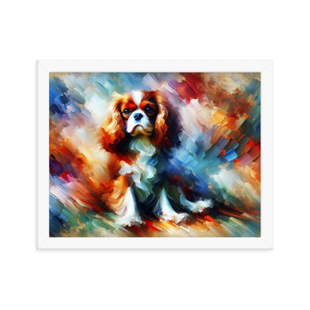 Cavalier King Charles Spaniel Abstract Expressionism Painting Framed Poster - Oh Posters