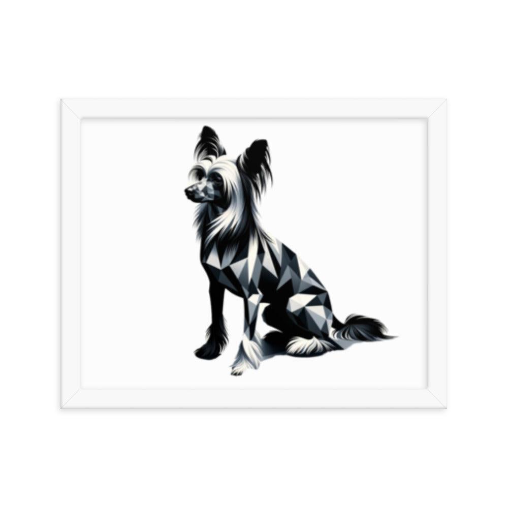 Chinese Crested Dog in Geometric Shadows Sleek Design Framed Poster - Oh Posters