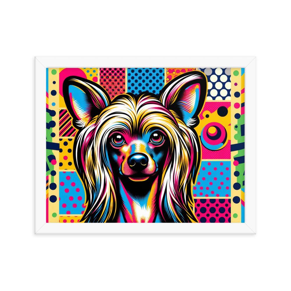 Chinese Crested Dog Pop Art in Bright Graphic Style Framed Poster - Oh Posters