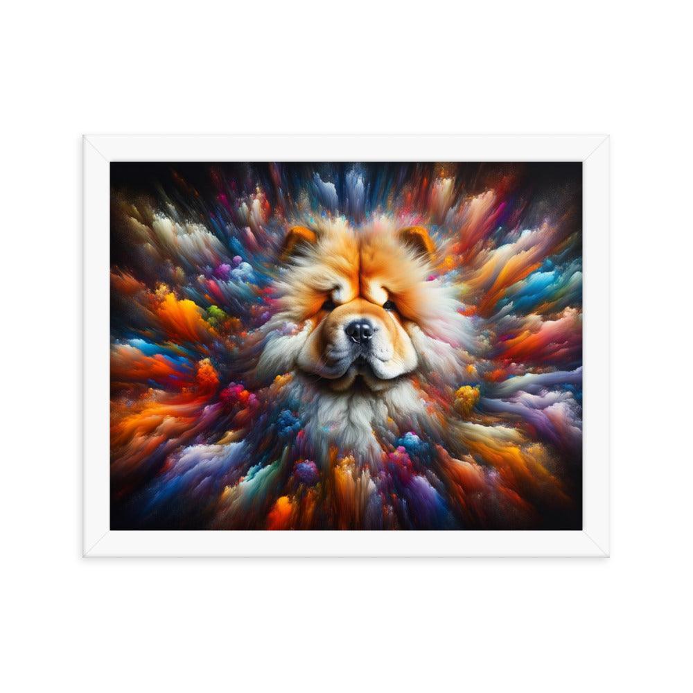 Chow Chow Abstract Burst of Vibrant Colors and Shapes Framed Poster - Oh Posters