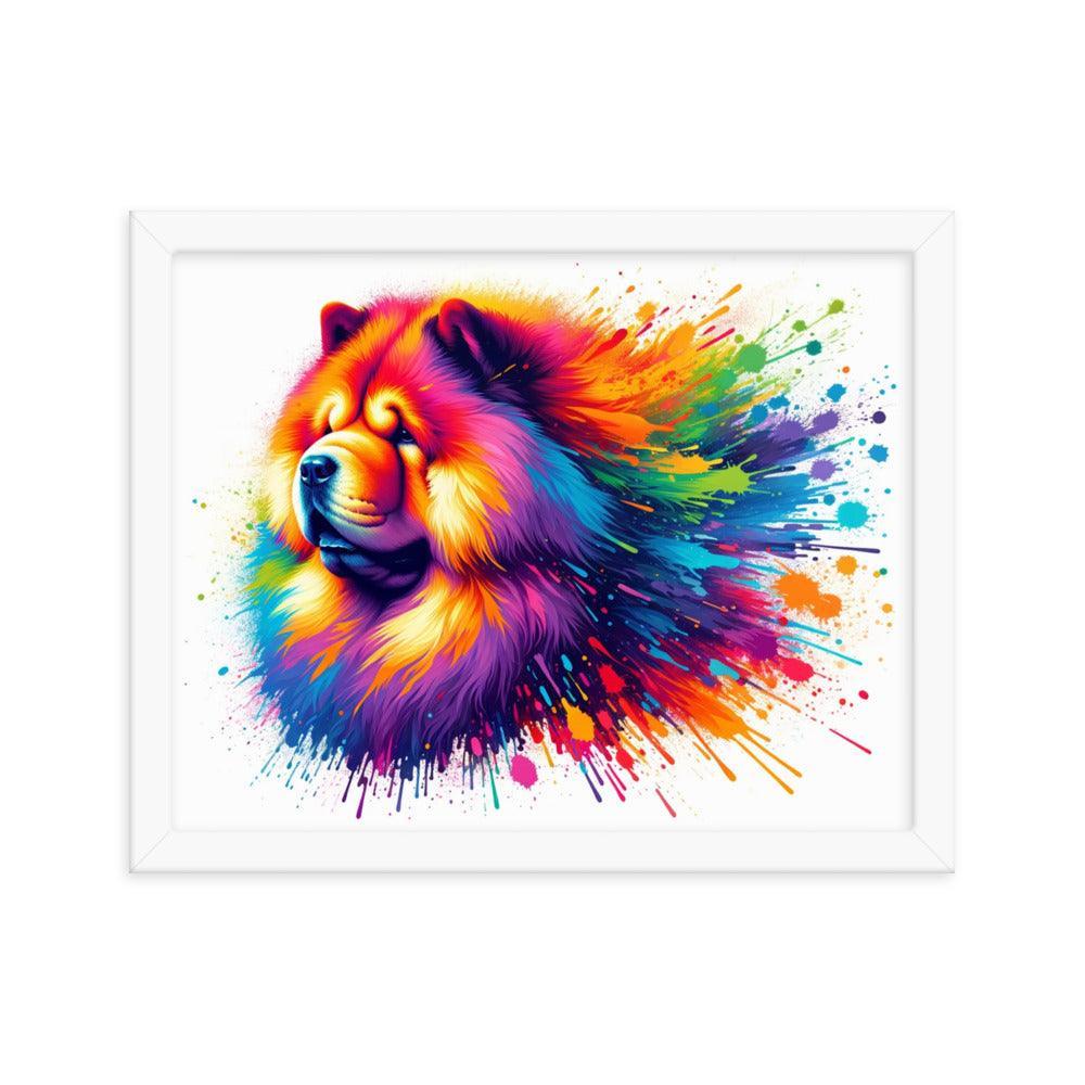 Chow Chow Rainbow Splatter Dynamic Spectrum Framed Poster - Oh Posters