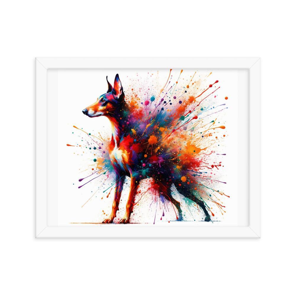 Cirneco dell'Etna Splatter Art with Vibrant Colors Framed Poster - Oh Posters