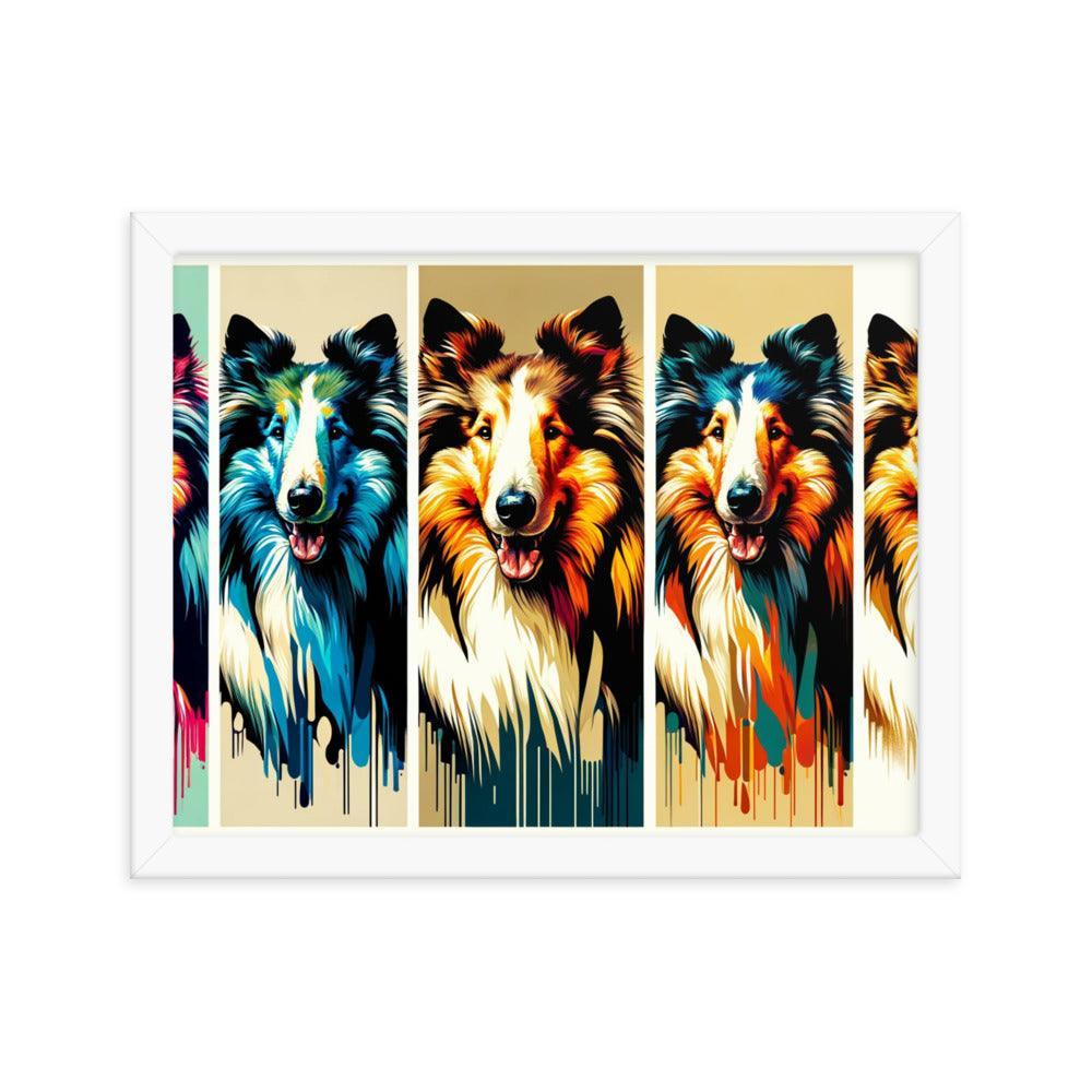 Rough Collie Dog Online Art Montage Vibrant Modern Styles Framed Poster - Oh Posters