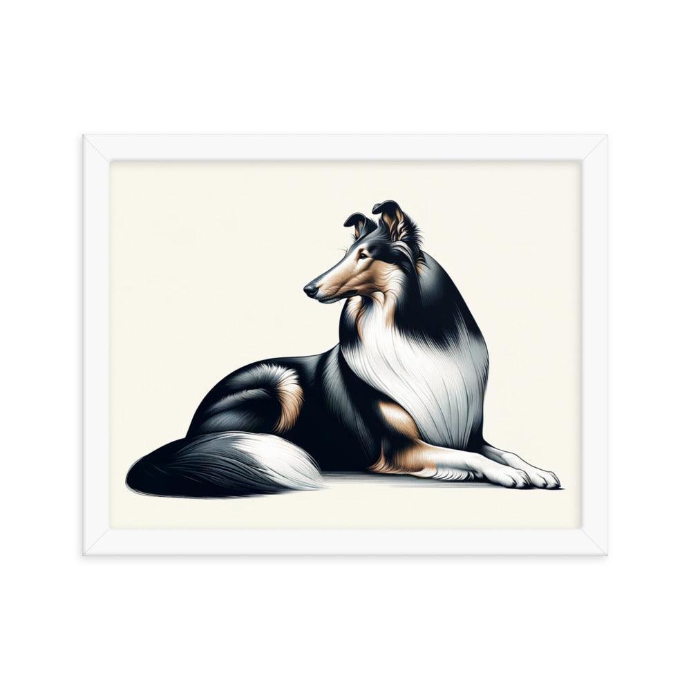 Smooth Collie Fine Art with Realistic Detail and Minimalist Elegance Framed Poster - Oh Posters