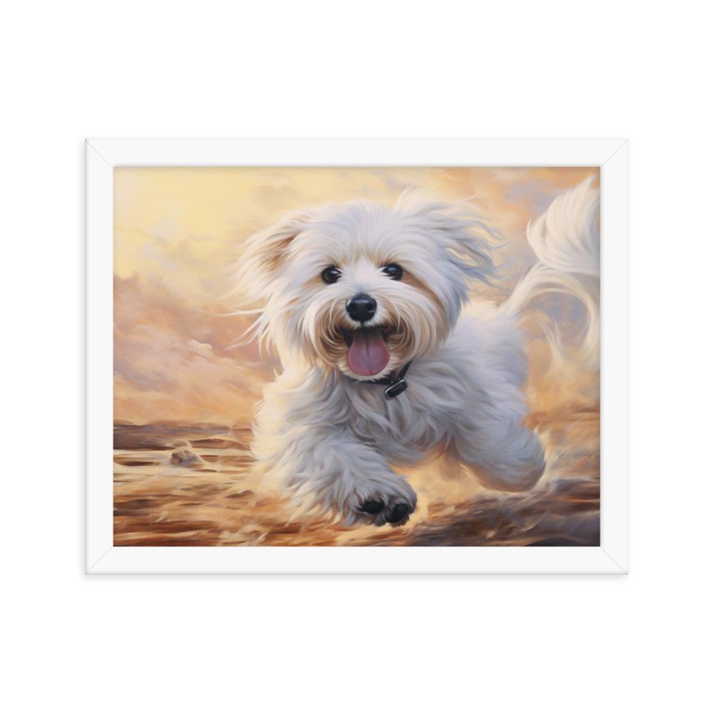 Coton De Tulear Joyful Sunset Frolic Framed Poster - Oh Posters