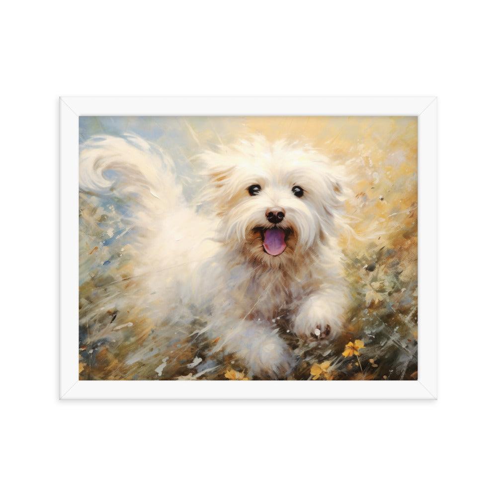 Coton De Tulear Autumn Bliss Flurry of Leaves and Light Framed Poster - Oh Posters