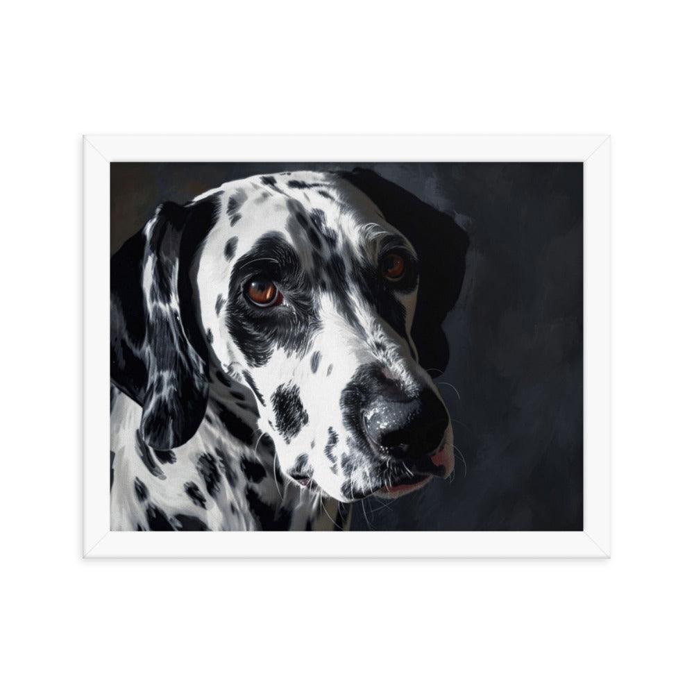 Dalmatian Dark Elegance Dog Portrait Framed Poster - Oh Posters