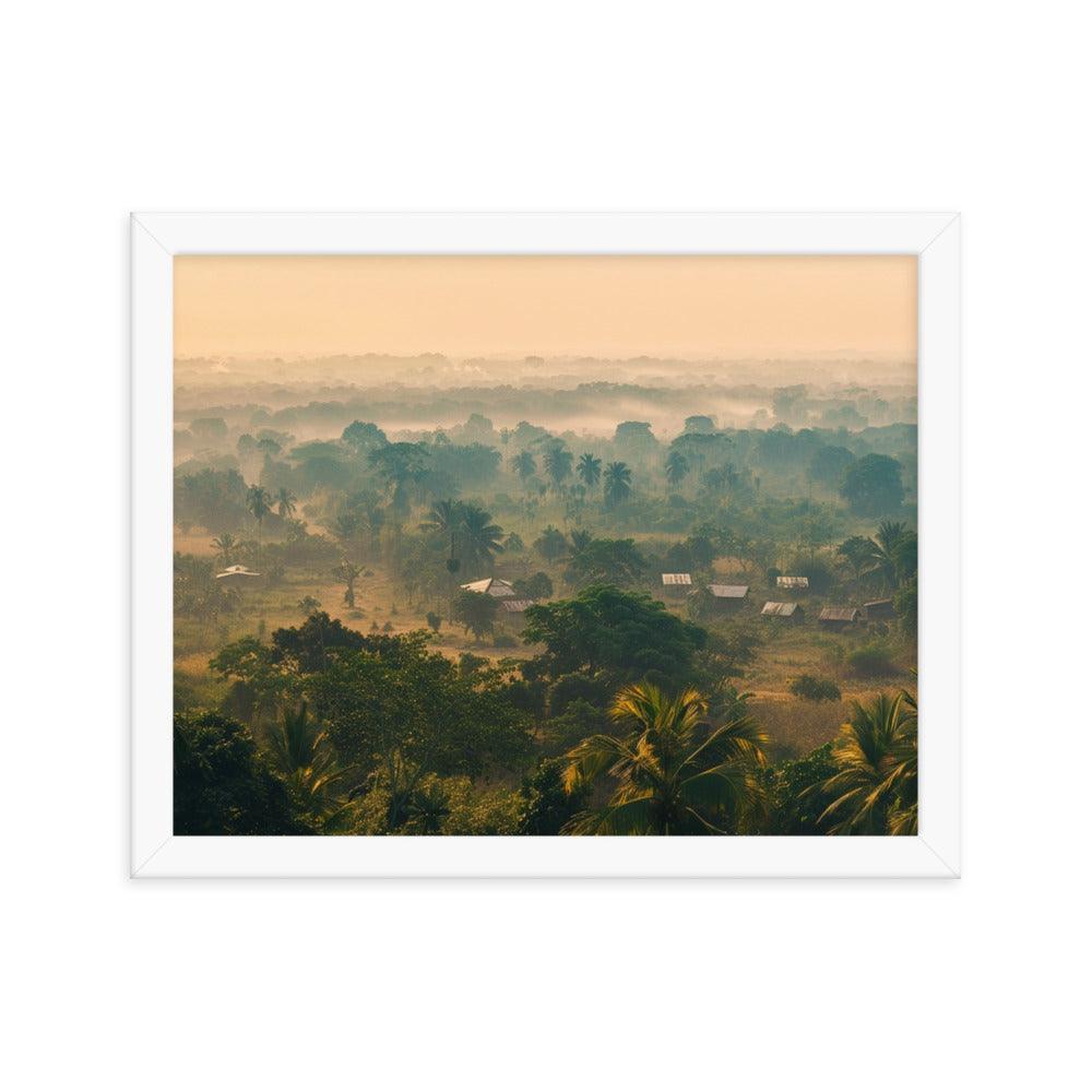 Early Morning Fog Over Benin Village Digital Art Framed Poster - Oh Posters