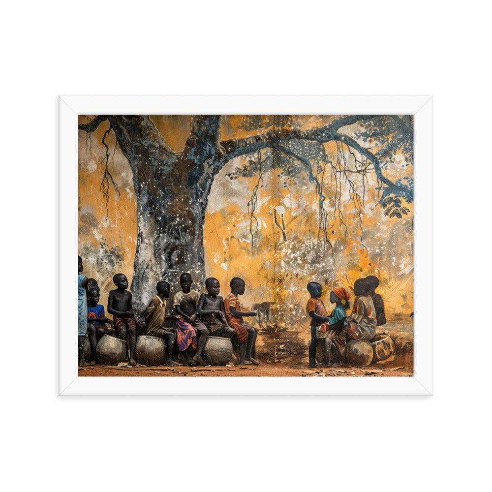 Central African Children Under Baobab Tree Vintage Framed Poster - Oh Posters