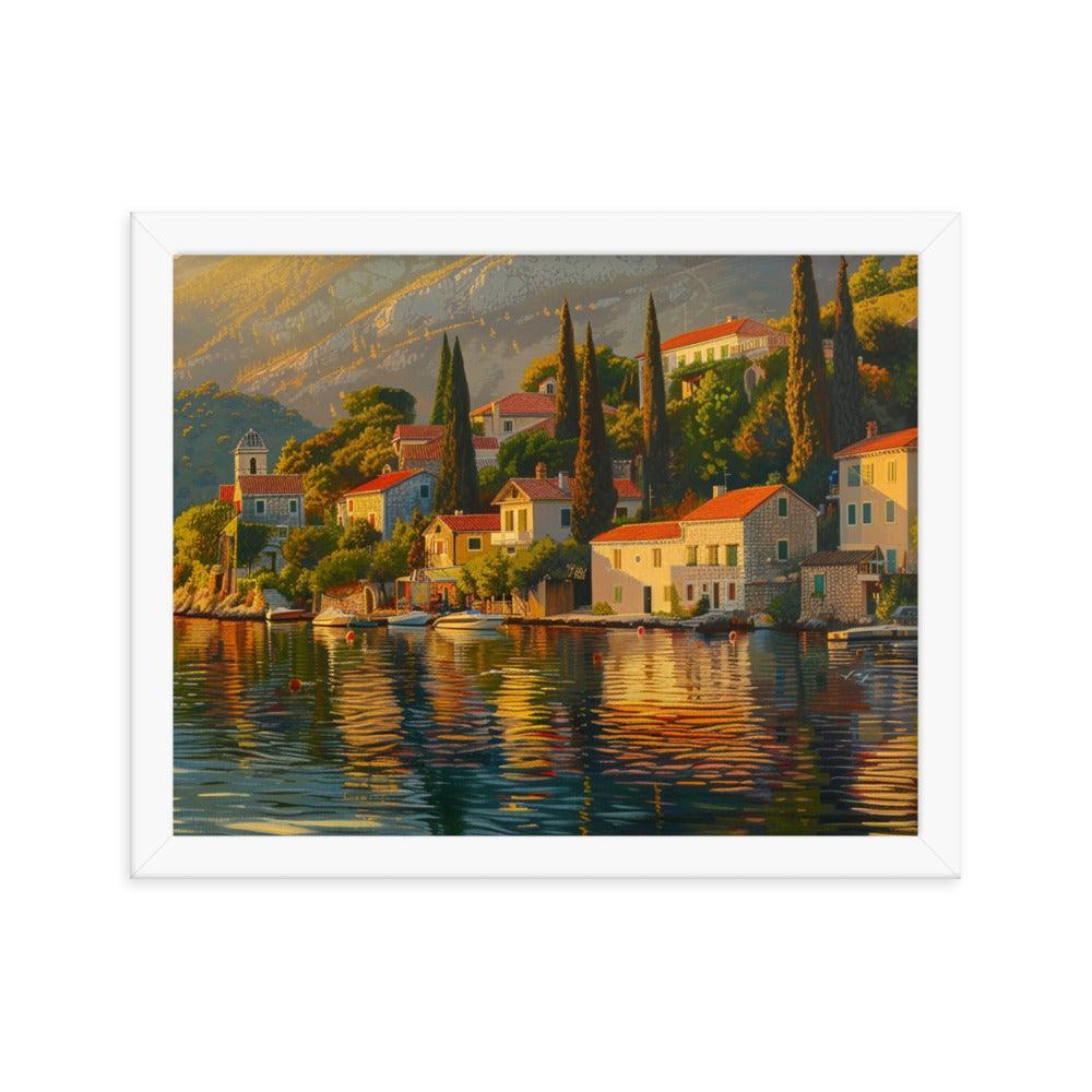 Croatia Golden Sunset Over Coastal Village Art Framed Poster - Oh Posters