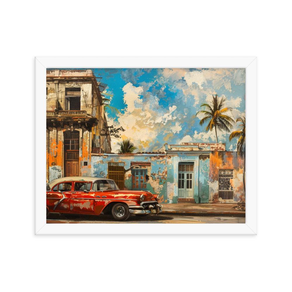 Cuba Classic Car and Historical Buildings Street Scene Framed Poster - Oh Posters