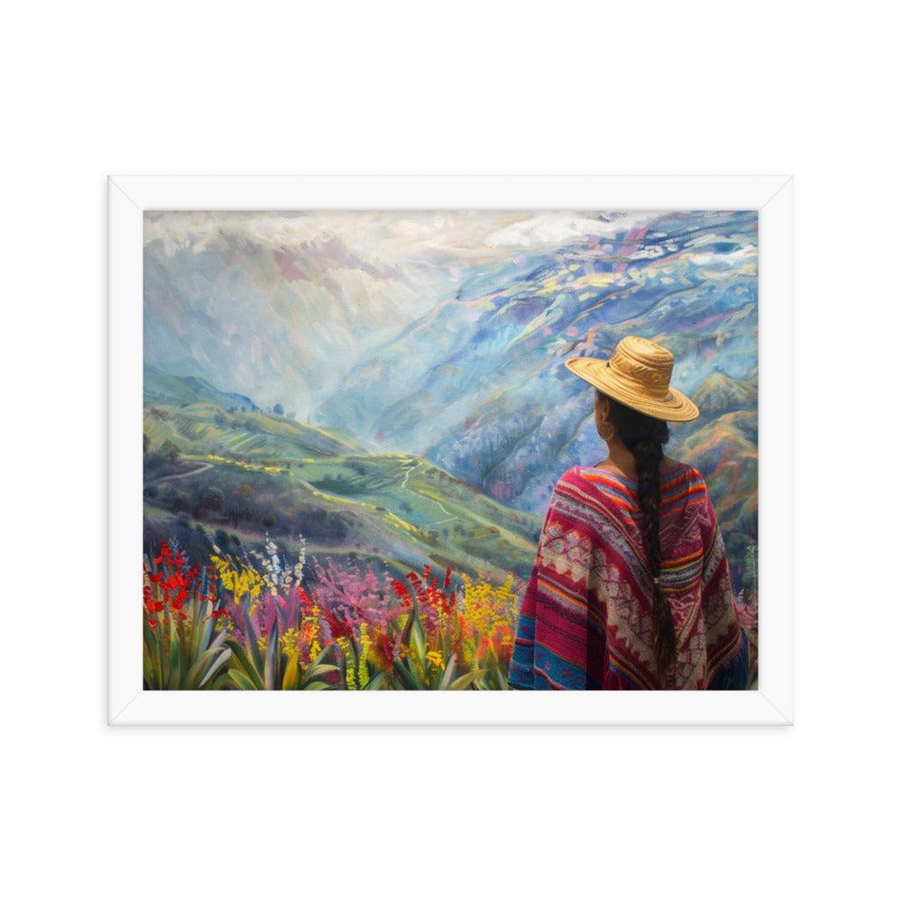 Ecuador Highlands Woman Scenic Painting Framed Poster - Oh Posters