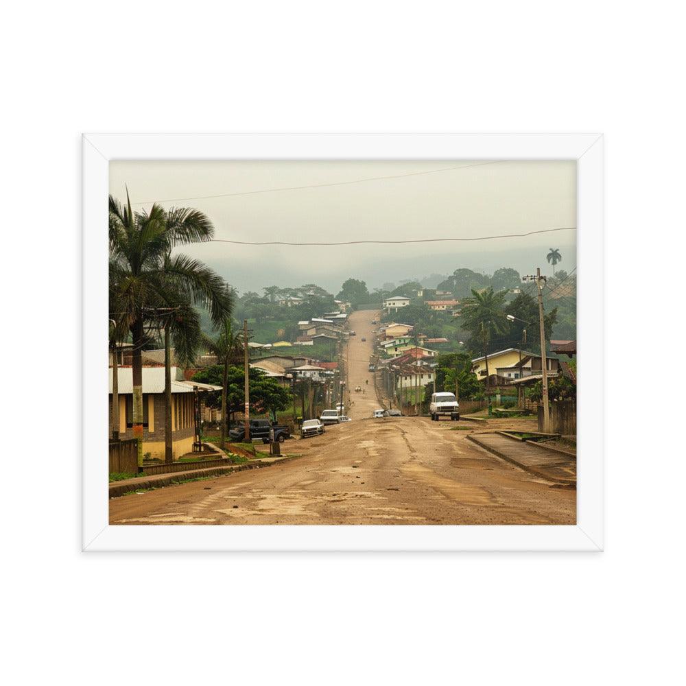 Equatorial Guinea Misty Town Street View Framed Poster - Oh Posters