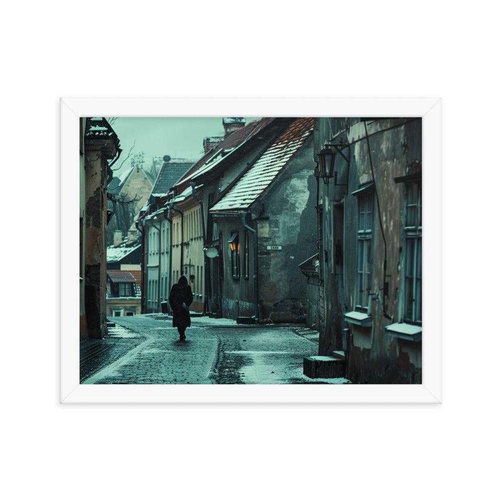 Estonia Winter Evening in Old Town Framed Poster - Oh Posters