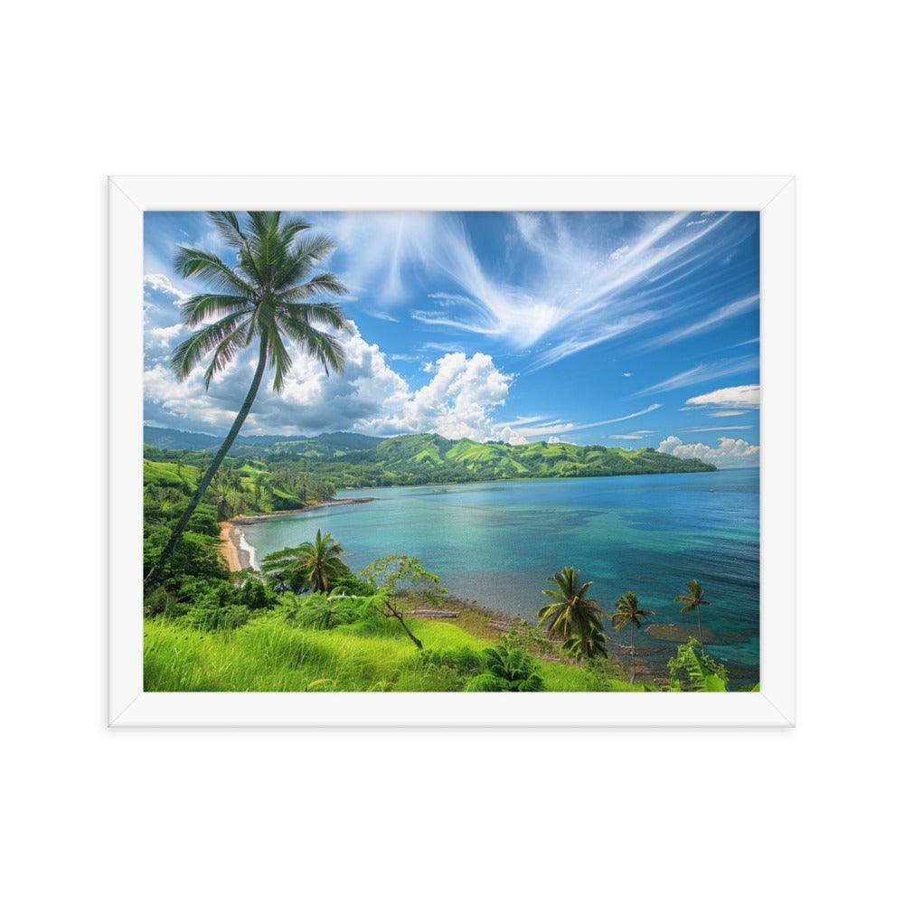 Fiji Tropical Beach Paradise Scenic Landscape Framed Poster - Oh Posters