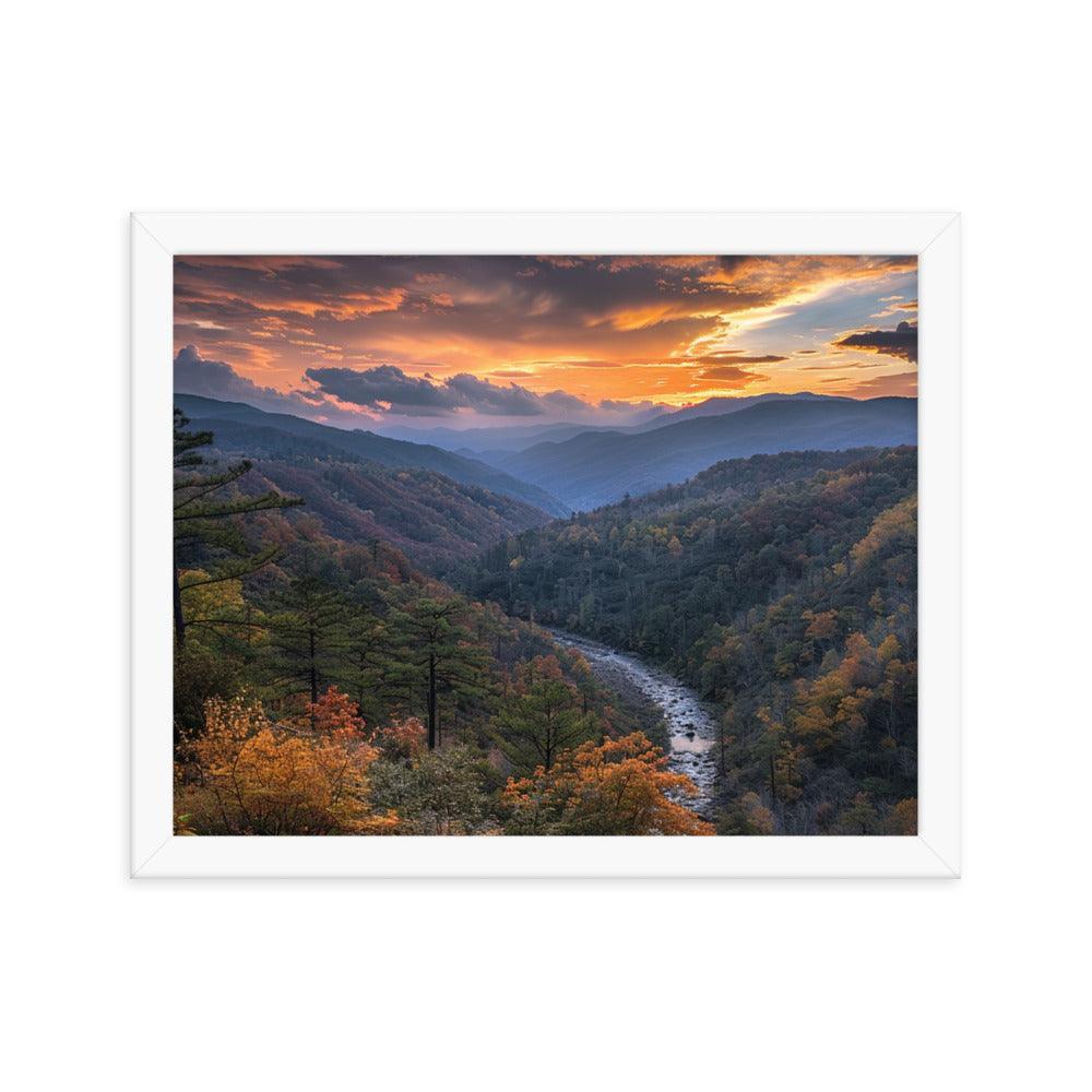 Georgia Sunset Over Mountain Valley Framed Poster - Oh Posters